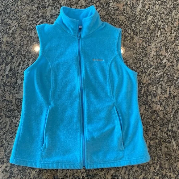 Columbia Fleece Vest Size Women’s XL Blue Turquoise Jacket - Picture 4 of 5